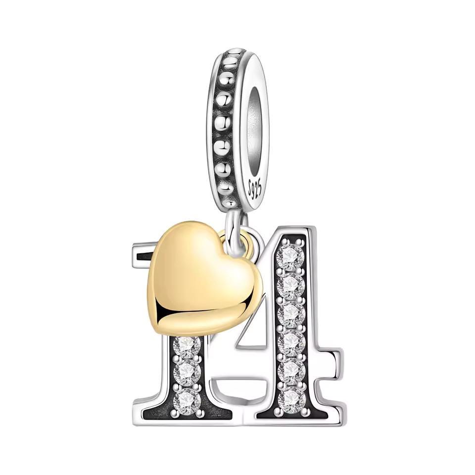 Number 14 925 sterling silver charm