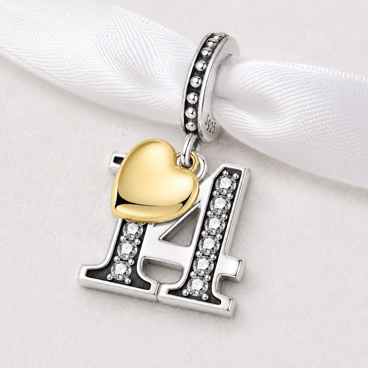 Number 14 sterling silver charm alternate view