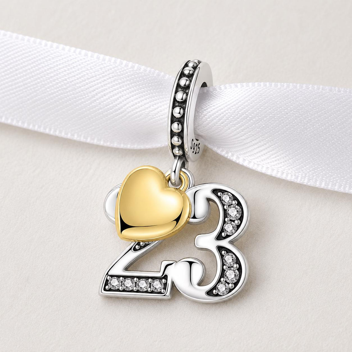 Number 23 sterling silver charm alternate view