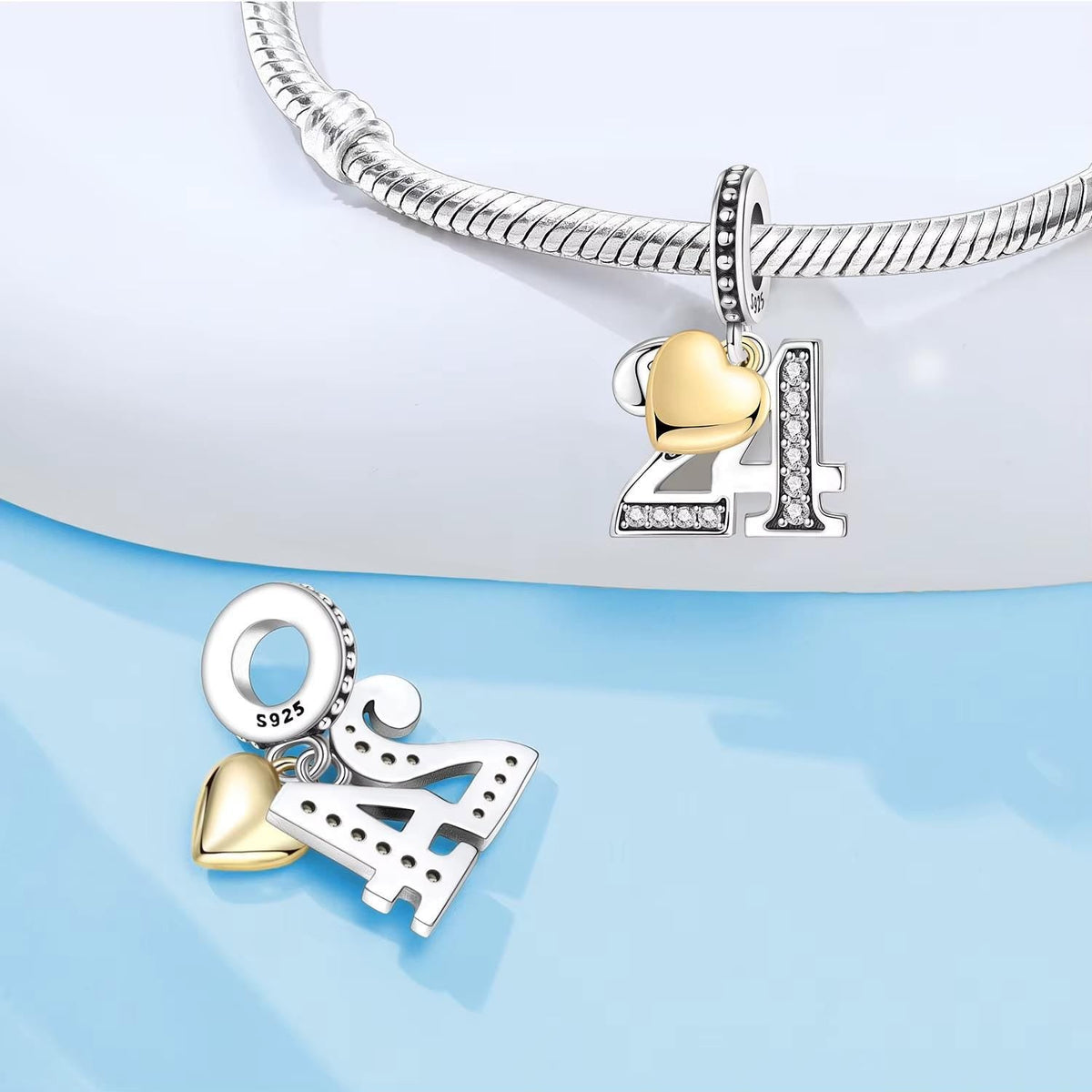Number 24 sterling silver charm view 6