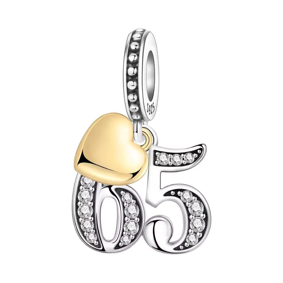 Number 65 925 sterling silver charm