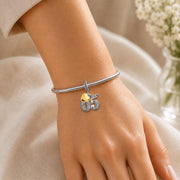 Number 65 Bead Fits Pandora Charm Bracelet, Silver Sixty Fifth Anniversary Gold Heart Gift