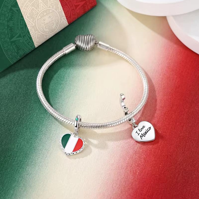 Mexico Heart 925 sterling silver charm