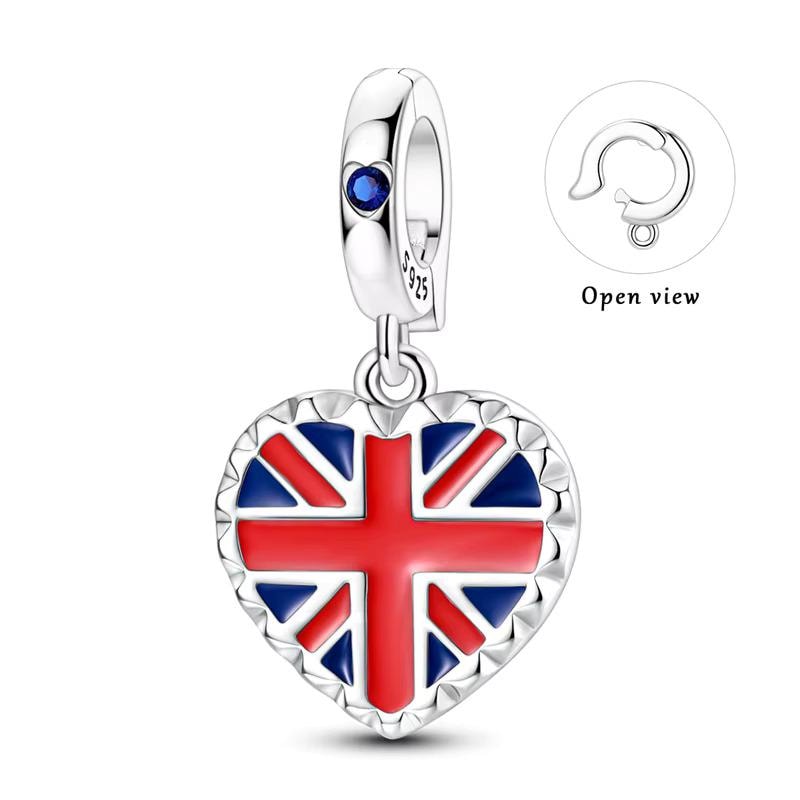 UK Heart sterling silver charm view 5