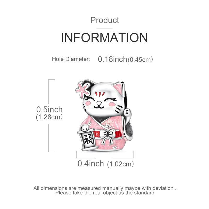 Lucky Cat sterling silver charm view 6