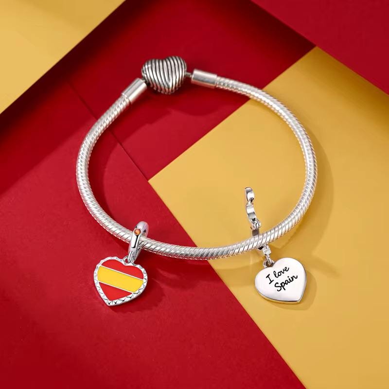 Spain Heart sterling silver charm view 6