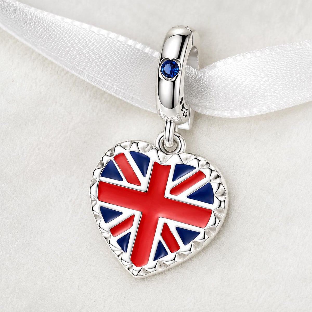 UK Heart sterling silver charm alternate view