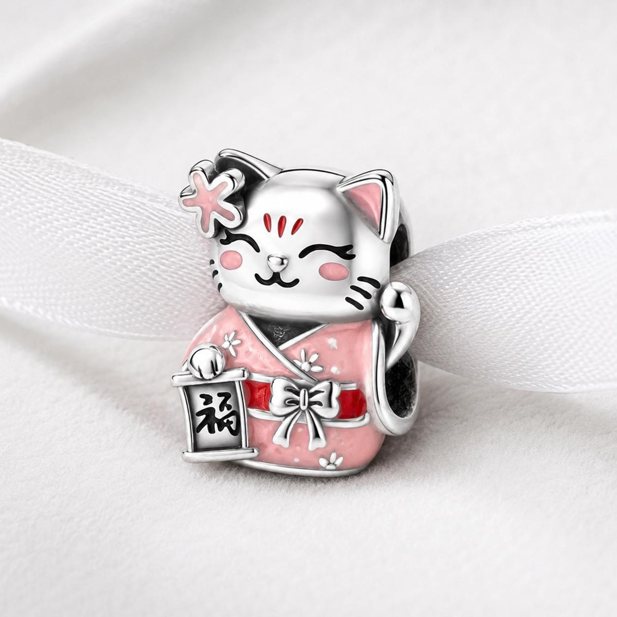Lucky Cat sterling silver charm alternate view