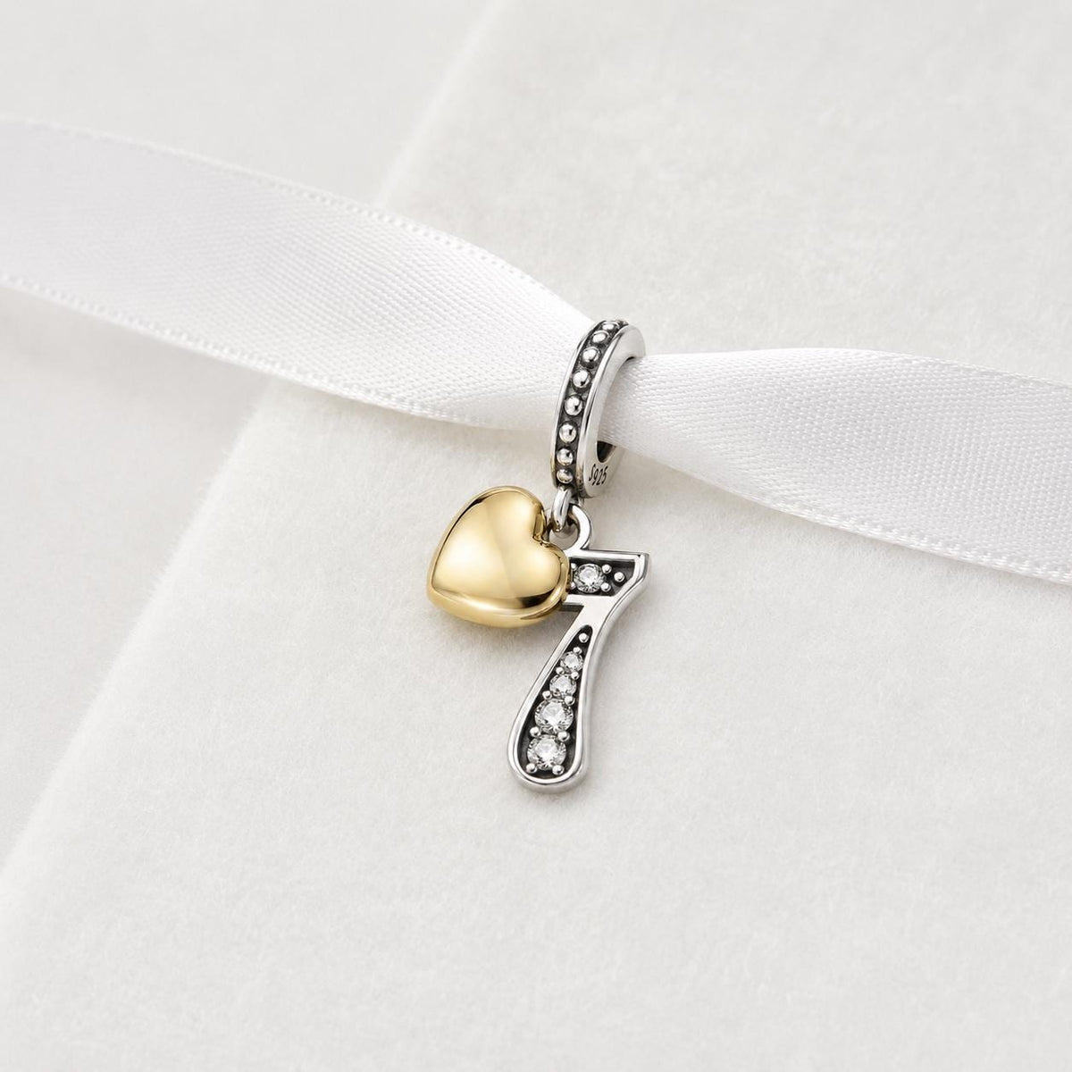 7th Anniversary sterling silver charm alternate view