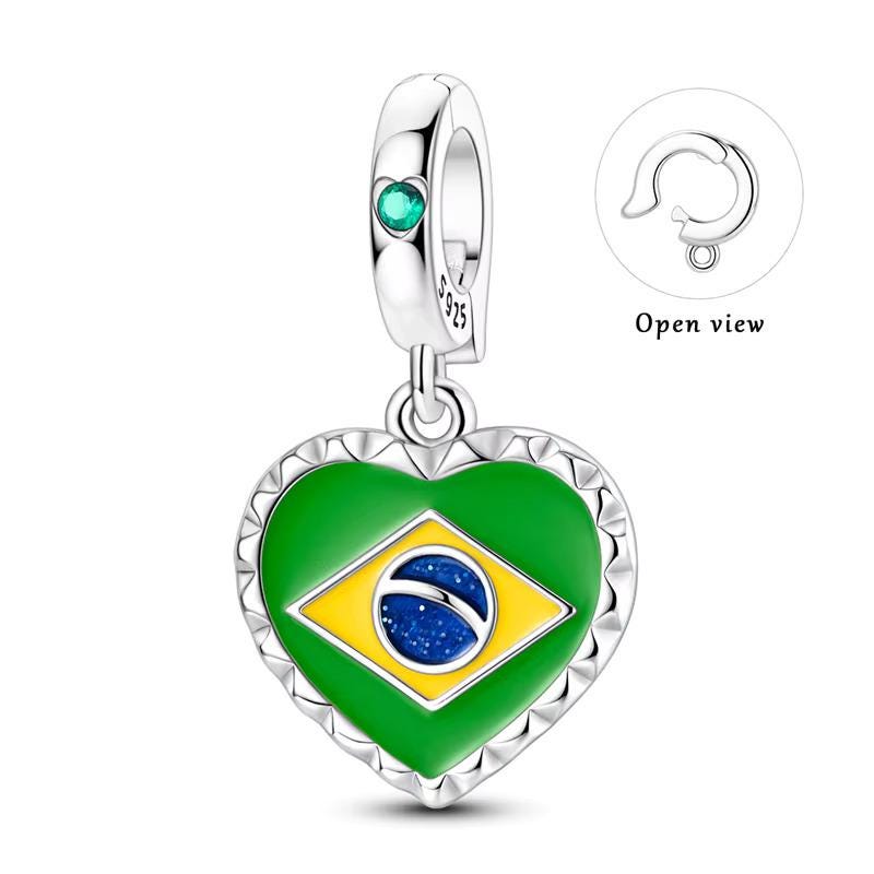Brazil Heart sterling silver charm view 6