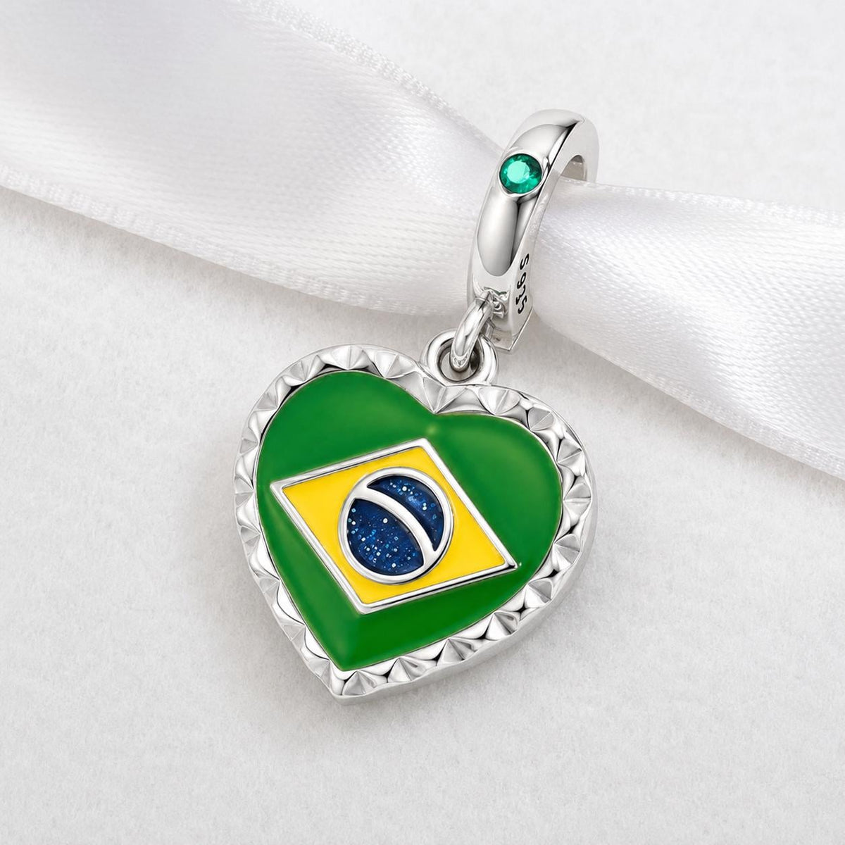 Brazil Heart sterling silver charm alternate view