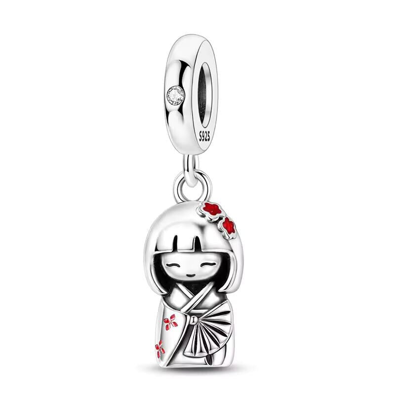 Japanese Doll 925 sterling silver charm