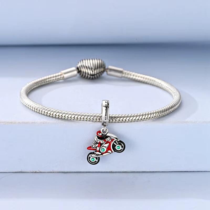 Motorcycle Racer sterling silver charm view 6