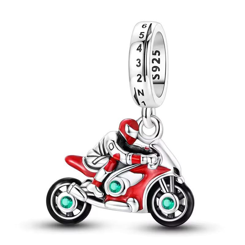 Motorcycle Racer 925 sterling silver charm