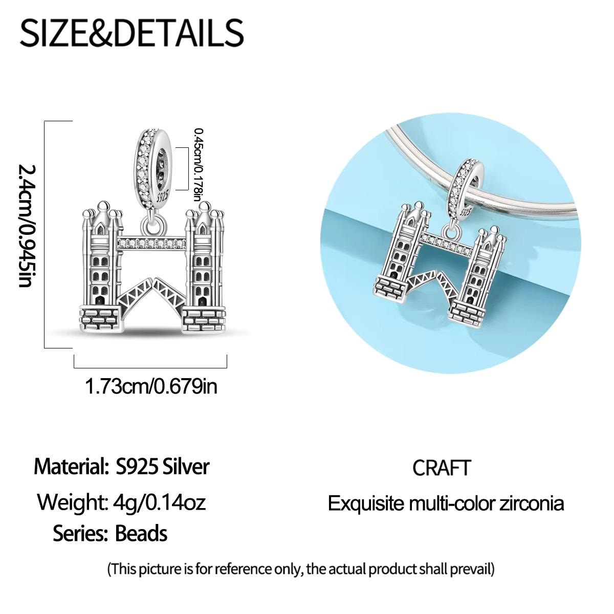 Tower Bridge sterling silver charm view 5