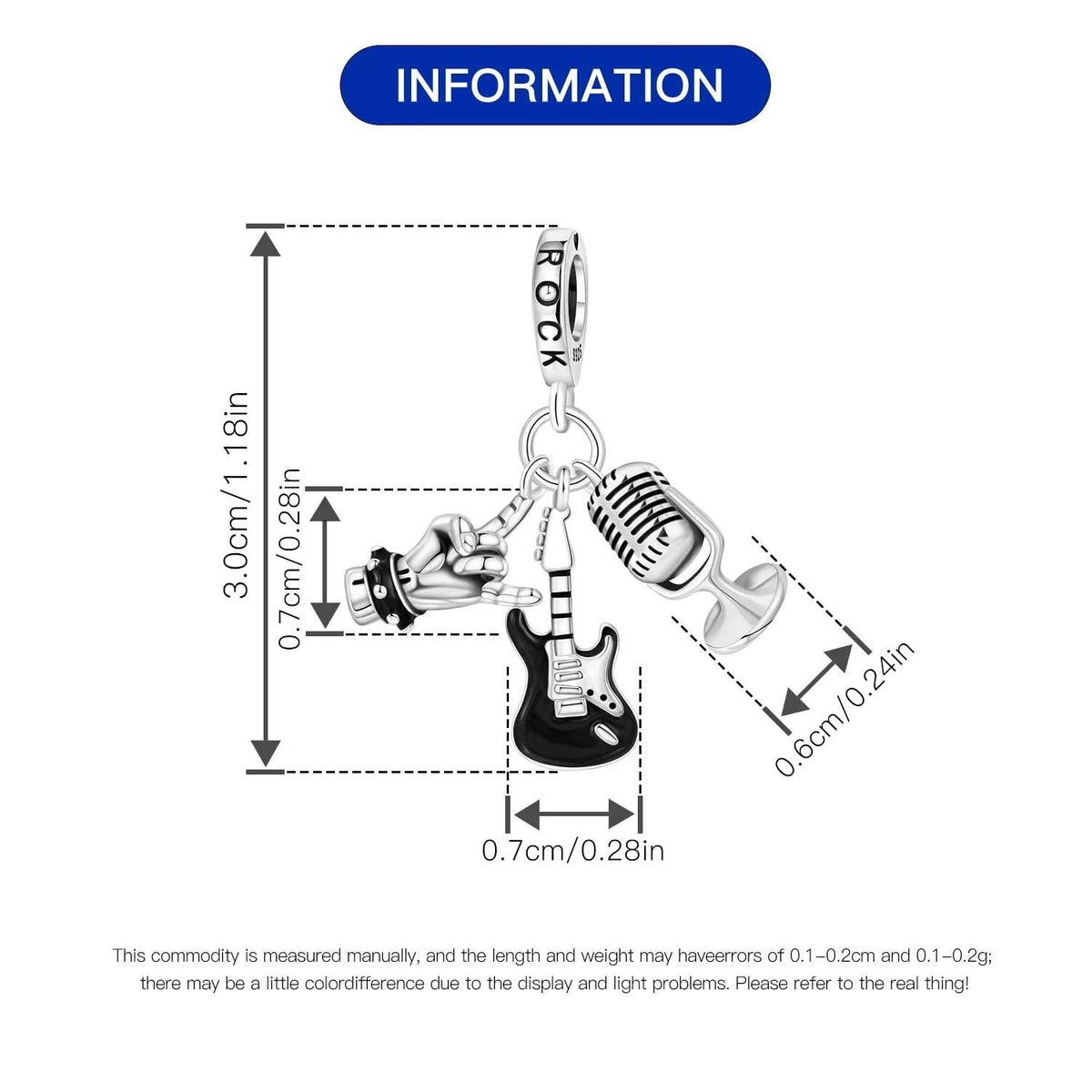 Rock Music sterling silver charm view 6
