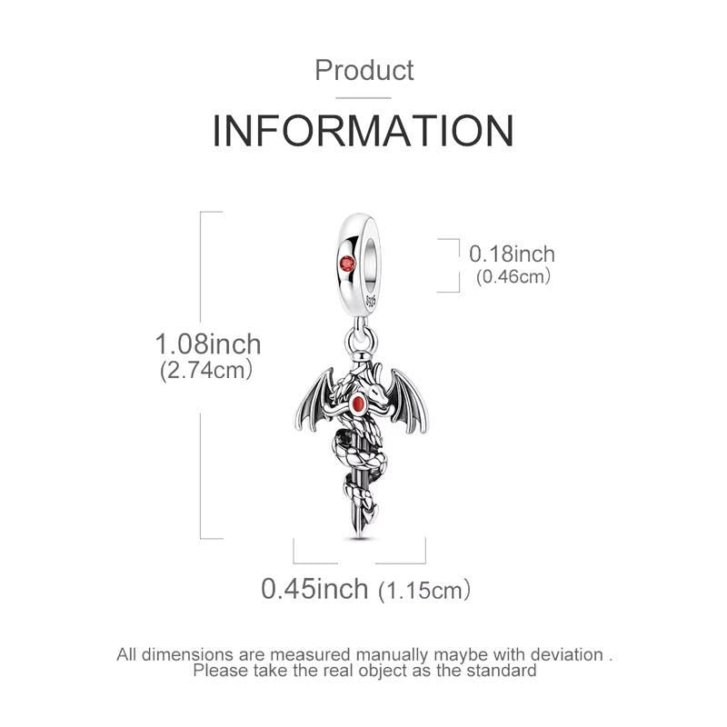 Dragon Sword sterling silver charm view 5
