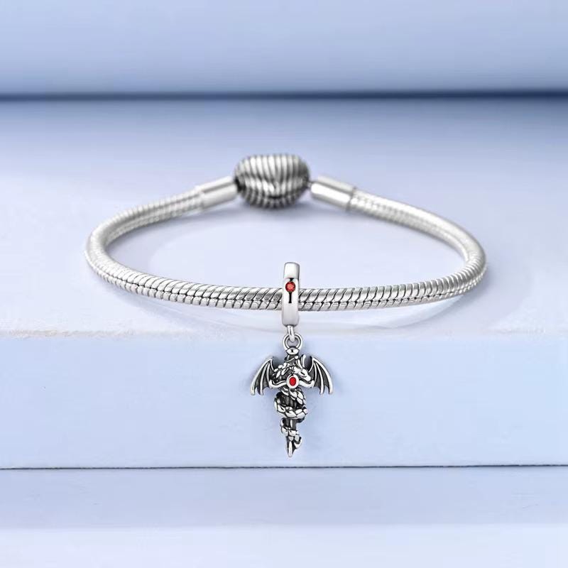 Dragon Sword sterling silver charm view 6