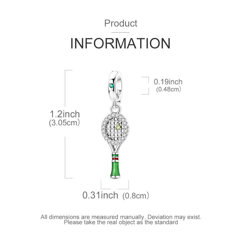 Tennis Racket sterling silver charm view 5