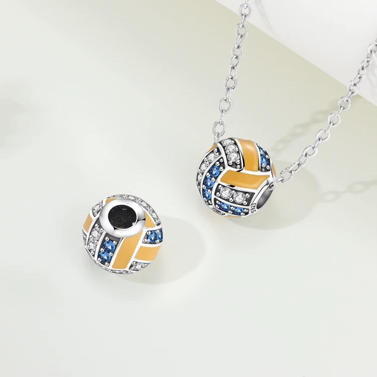 Volleyball sterling silver charm view 6