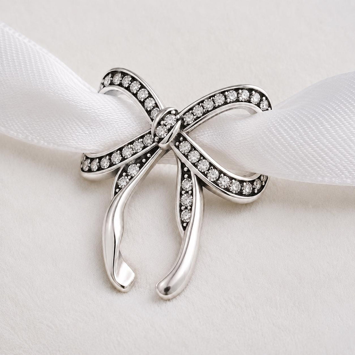 Bow sterling silver charm alternate view