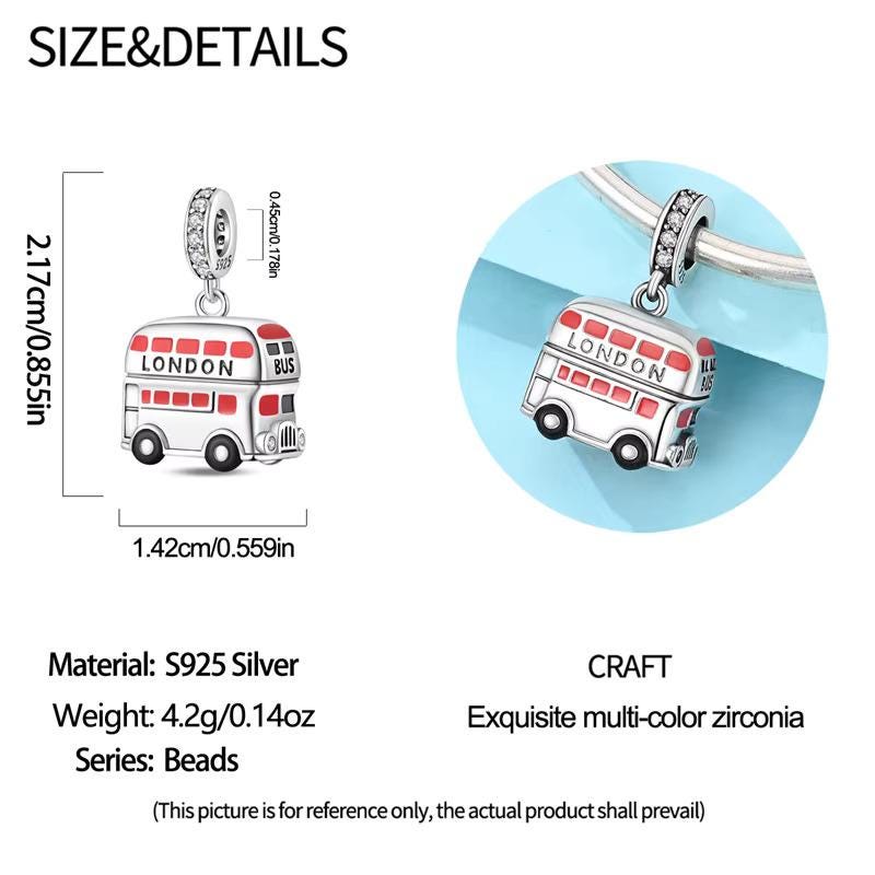 London Bus sterling silver charm view 5
