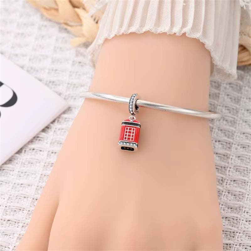 London Telephone Box sterling silver charm view 5