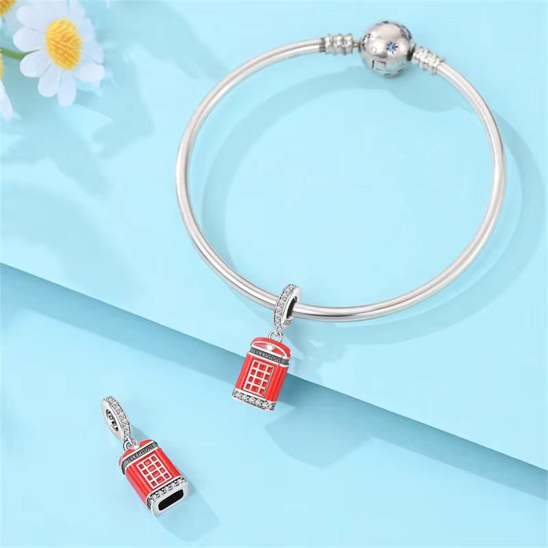 London Telephone Box sterling silver charm view 7