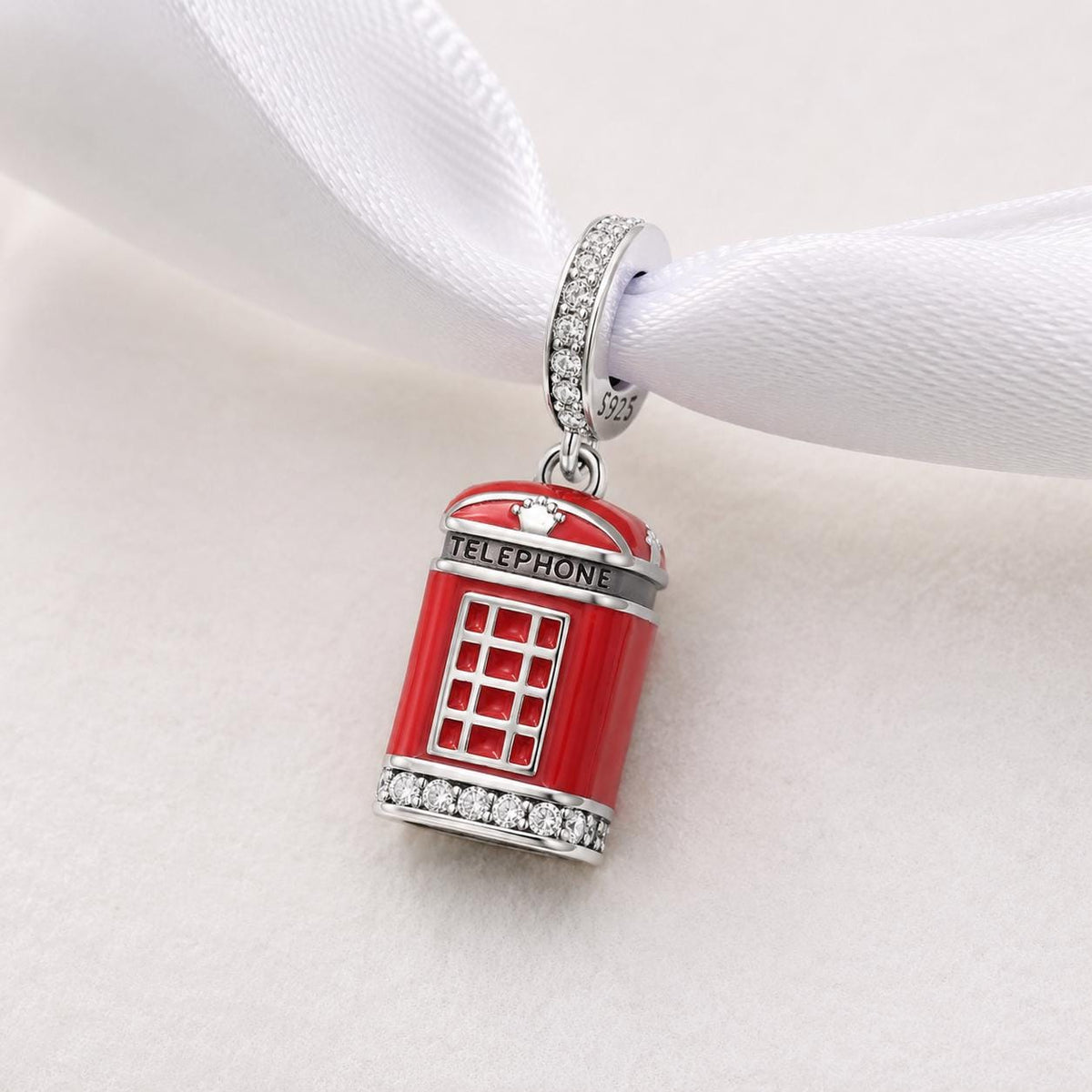 London Telephone Box sterling silver charm alternate view