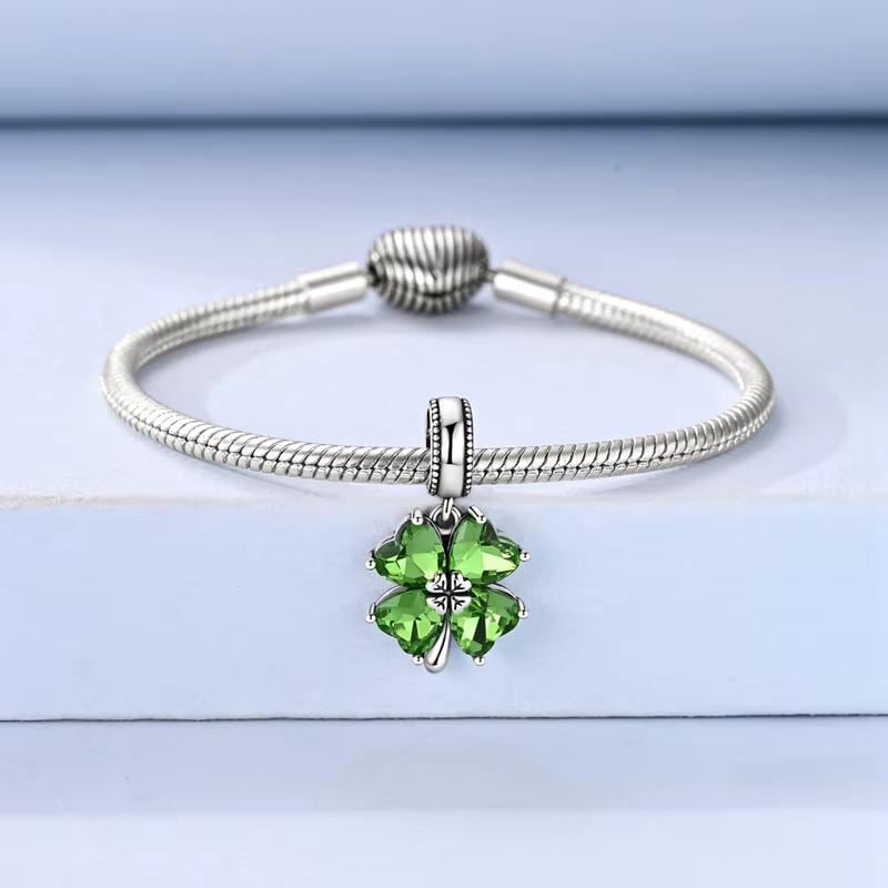 Four Leaf Clover sterling silver charm view 6