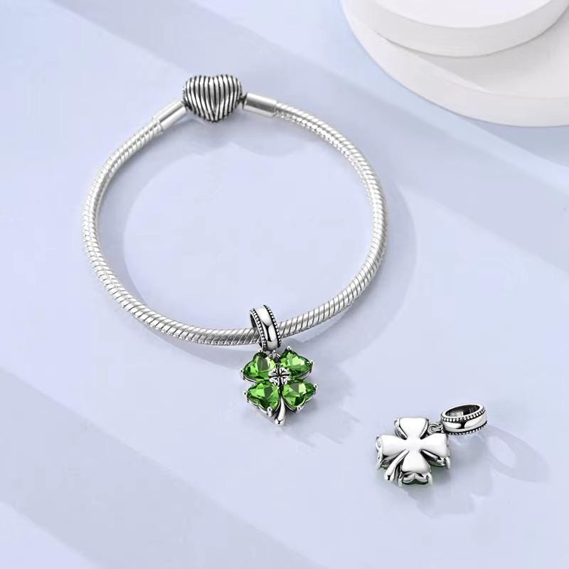 Four Leaf Clover sterling silver charm view 7
