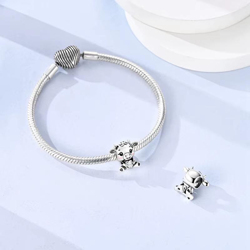 Cow sterling silver charm view 6