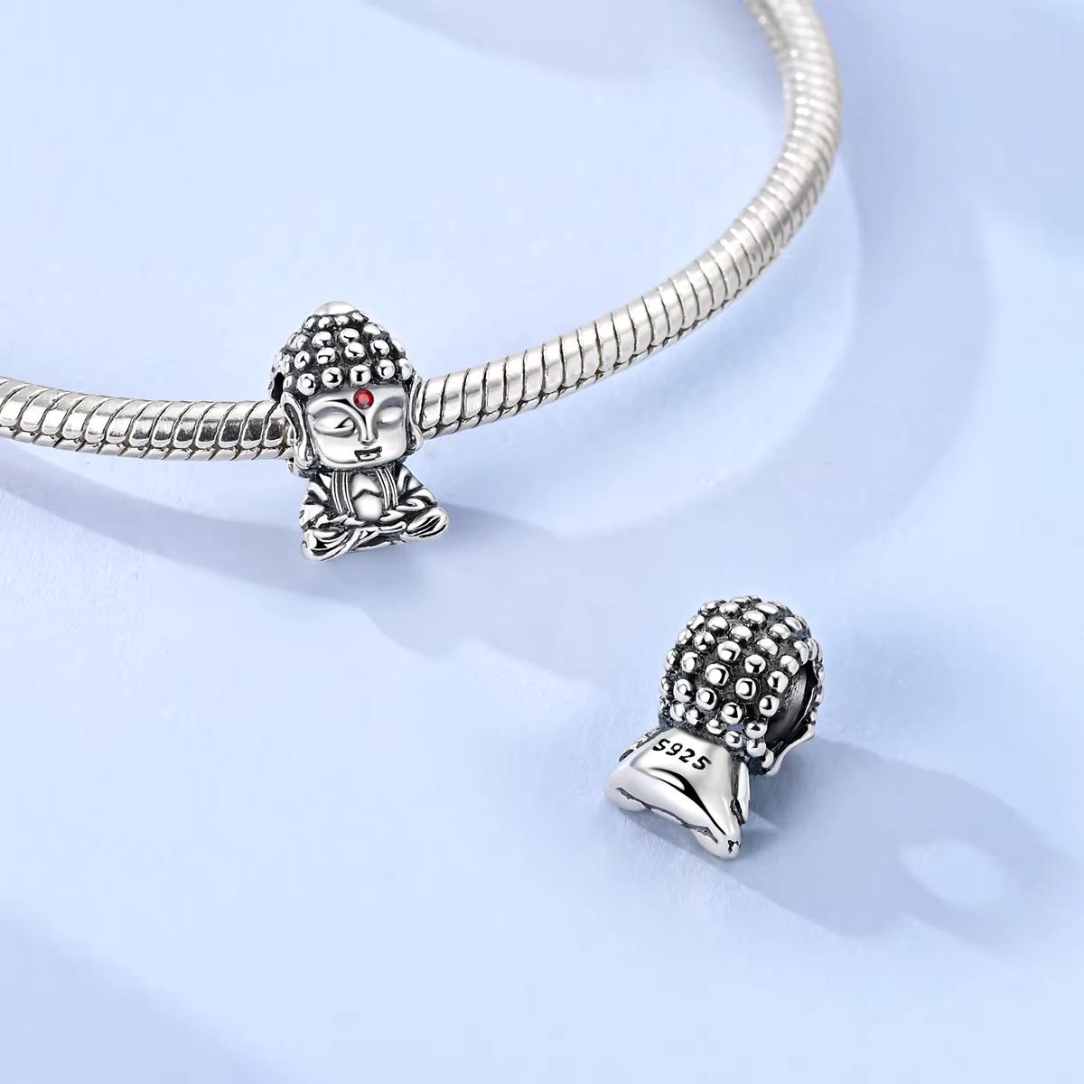 Meditating Buddha sterling silver charm view 8