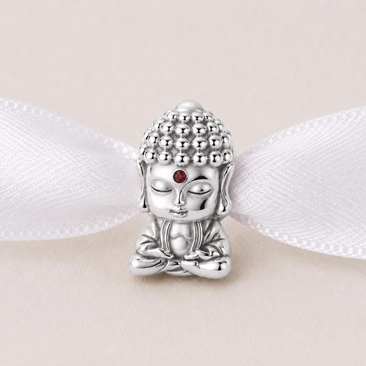Meditating Buddha sterling silver charm view 6