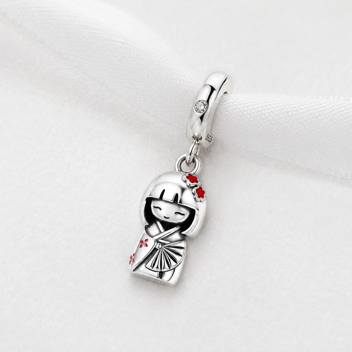 Japanese Doll sterling silver charm alternate view
