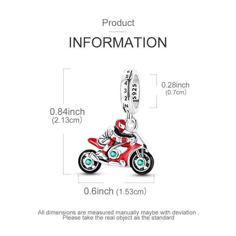 Motorcycle Racer sterling silver charm view 5