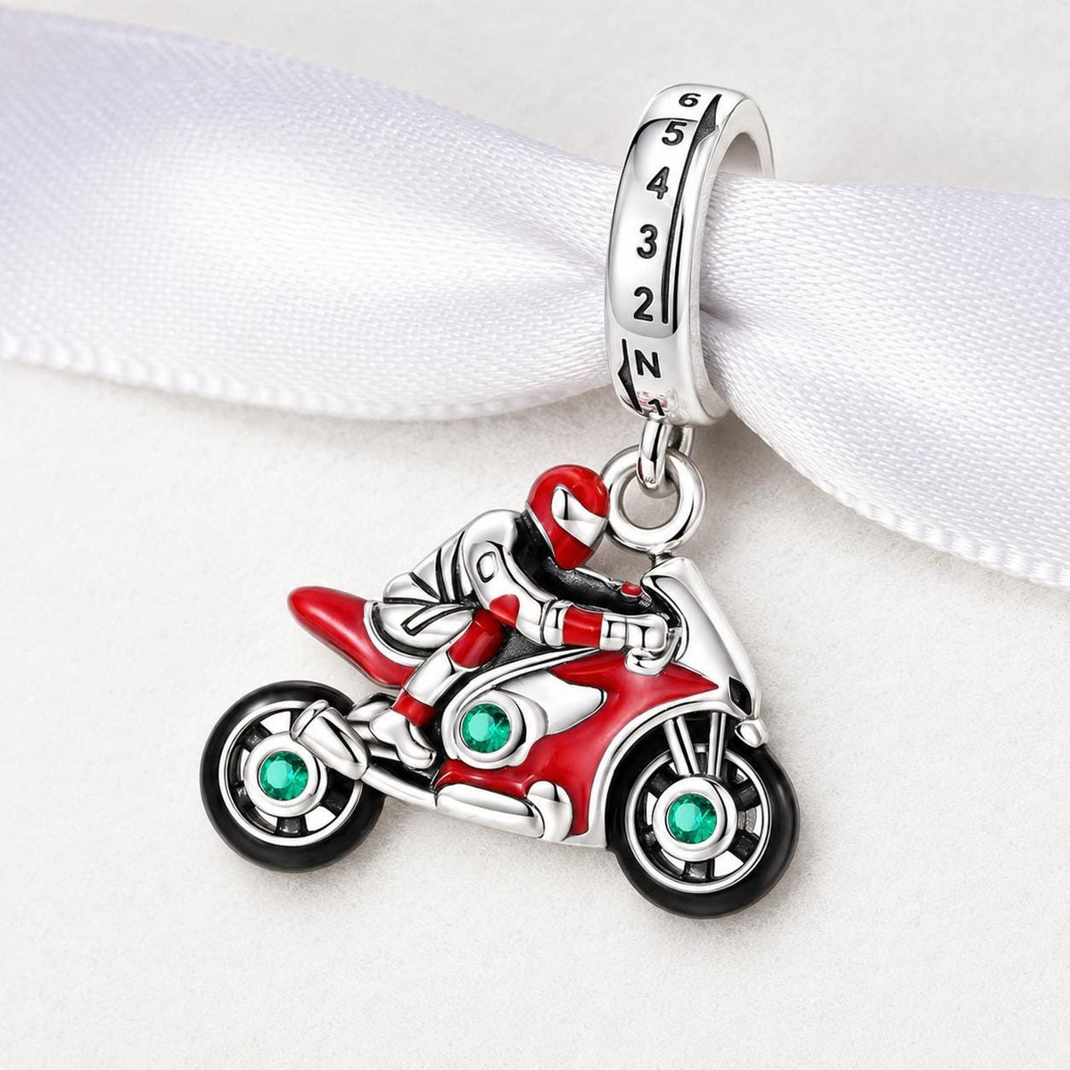Motorcycle Racer sterling silver charm alternate view