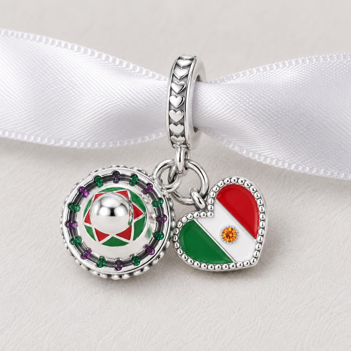 Mexico Flag sterling silver charm alternate view