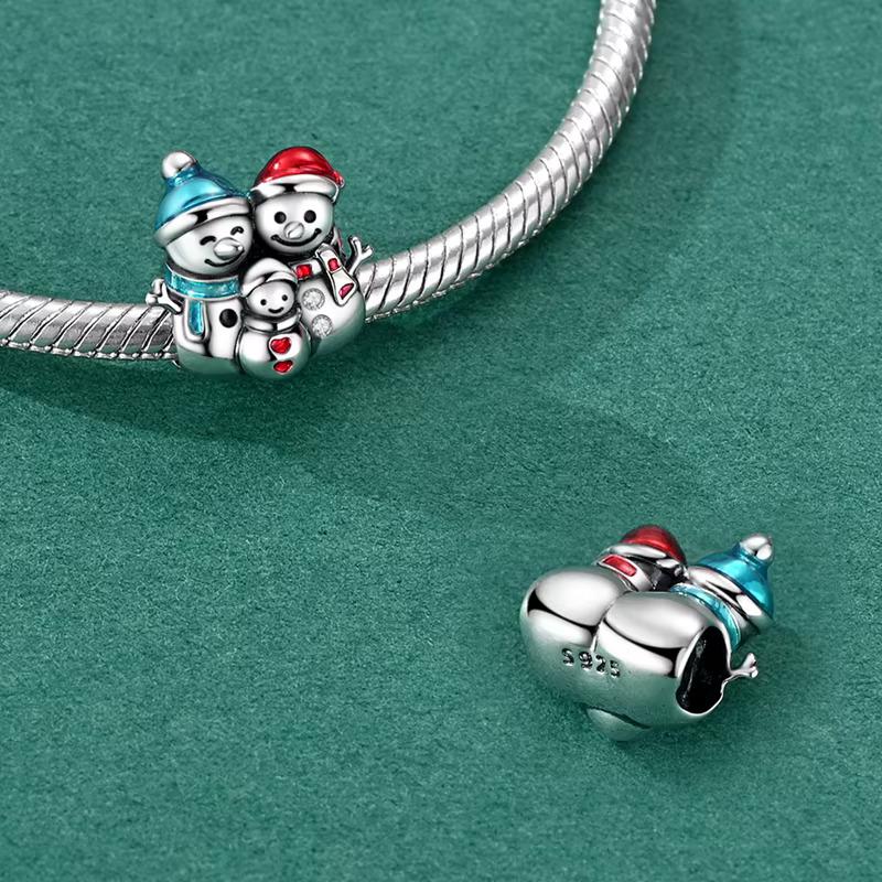 Snowman Family charm detail view