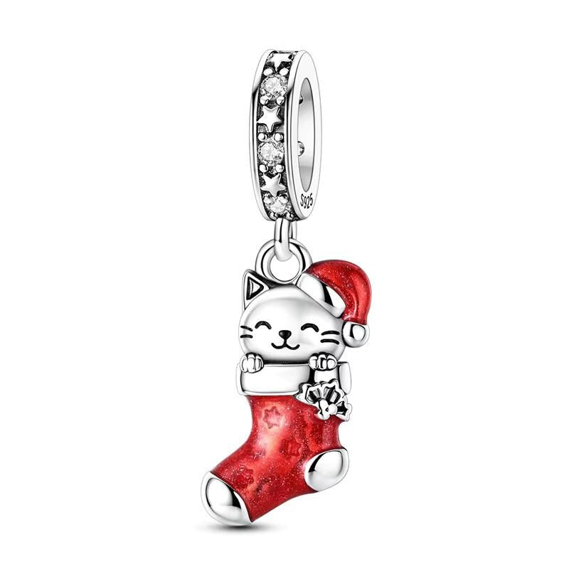 Christmas Cat 925 sterling silver charm