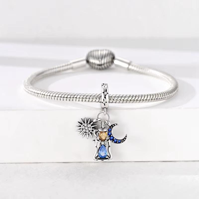 Sun Moon Hourglass sterling silver charm view 7