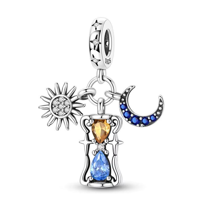 Sun Moon Hourglass 925 sterling silver charm