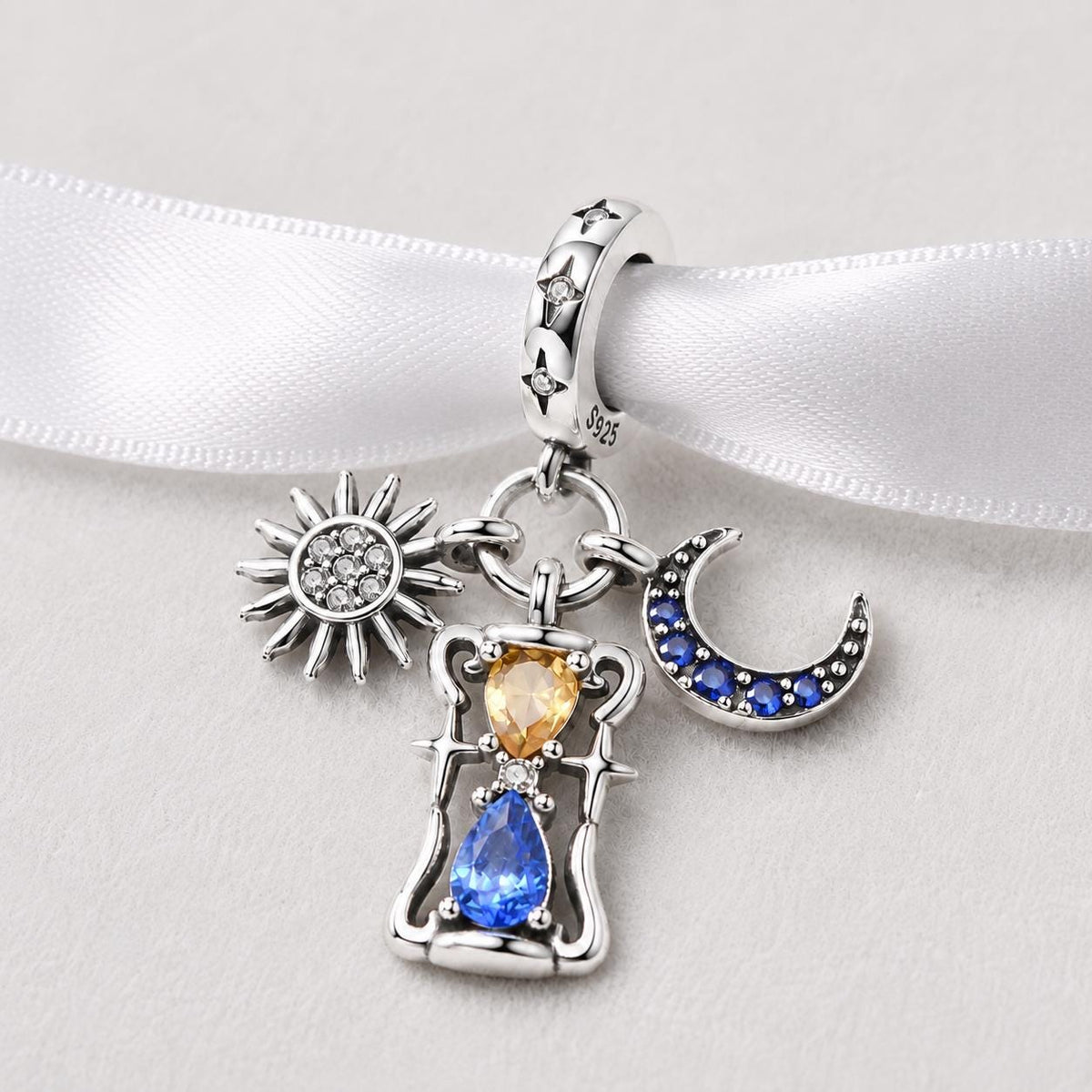 Sun Moon Hourglass sterling silver charm alternate view