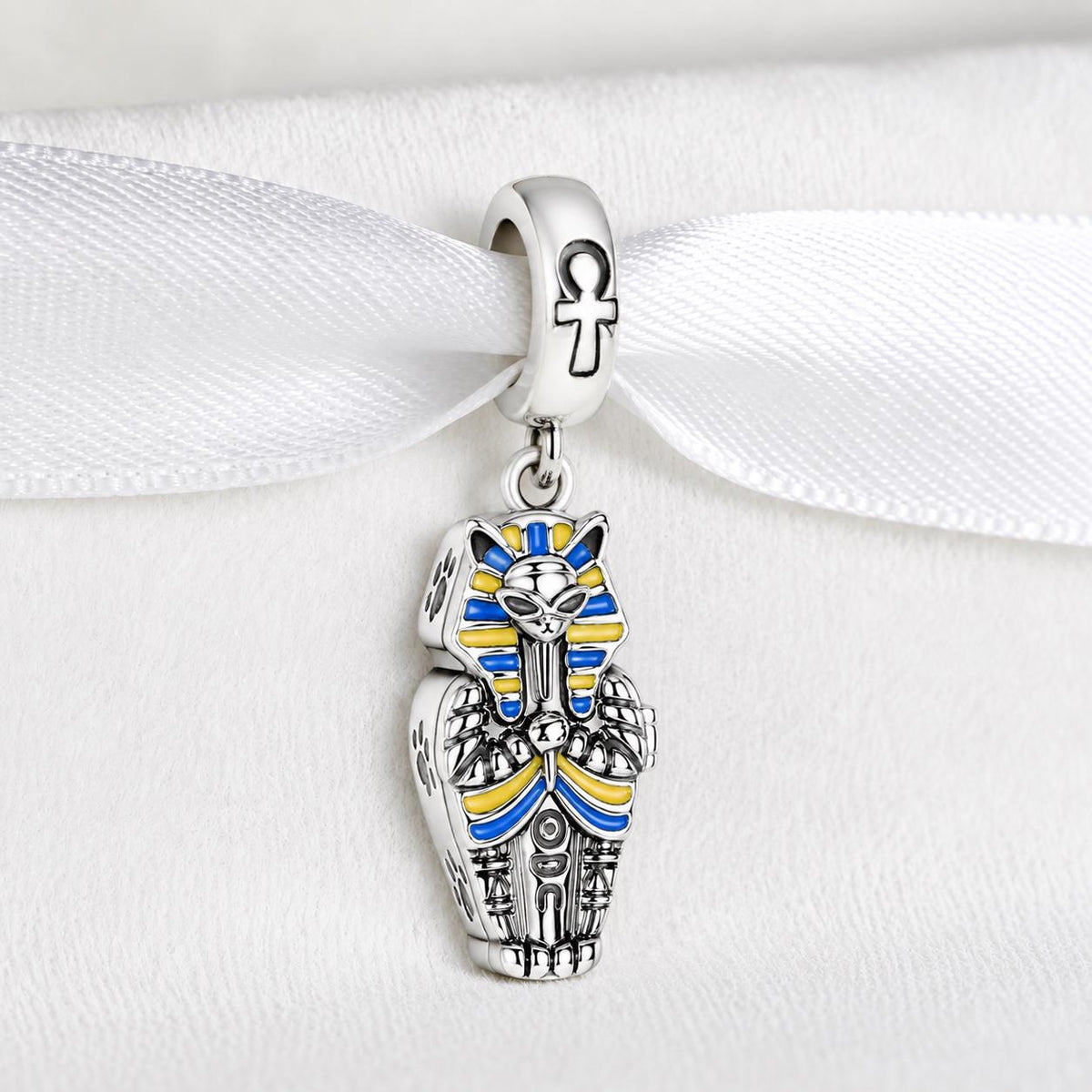 Egyptian Pharaoh sterling silver charm alternate view