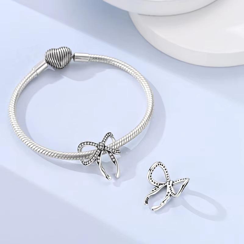 Bow sterling silver charm view 6