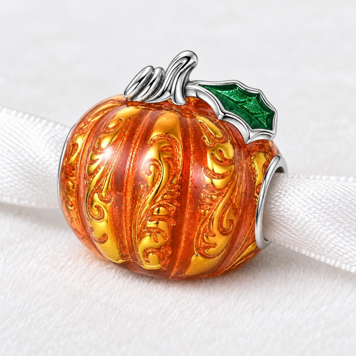 Pumpkin sterling silver charm alternate view