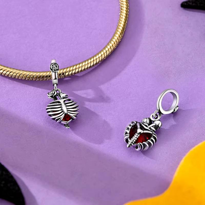 Ribcage Heart charm detail view