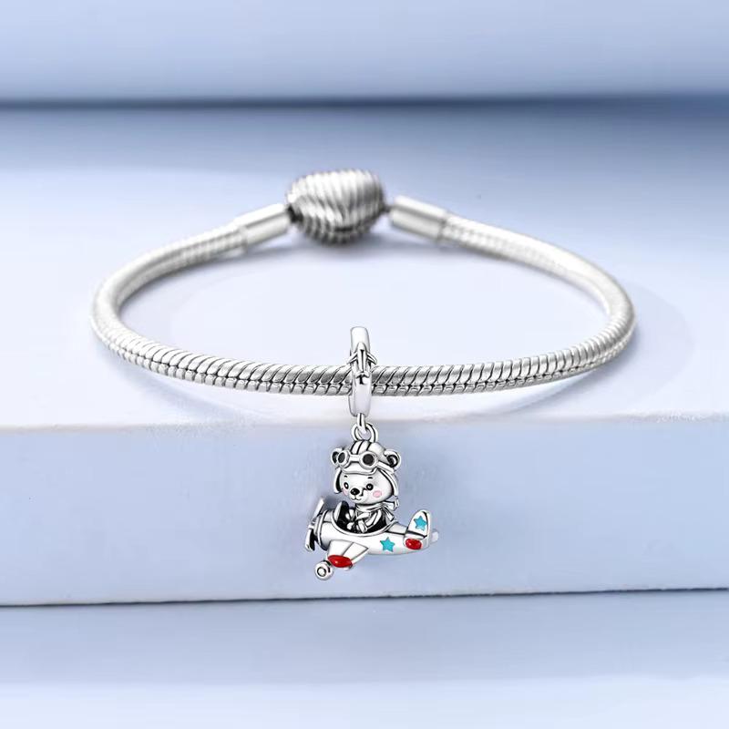 Pilot Bear sterling silver charm view 7