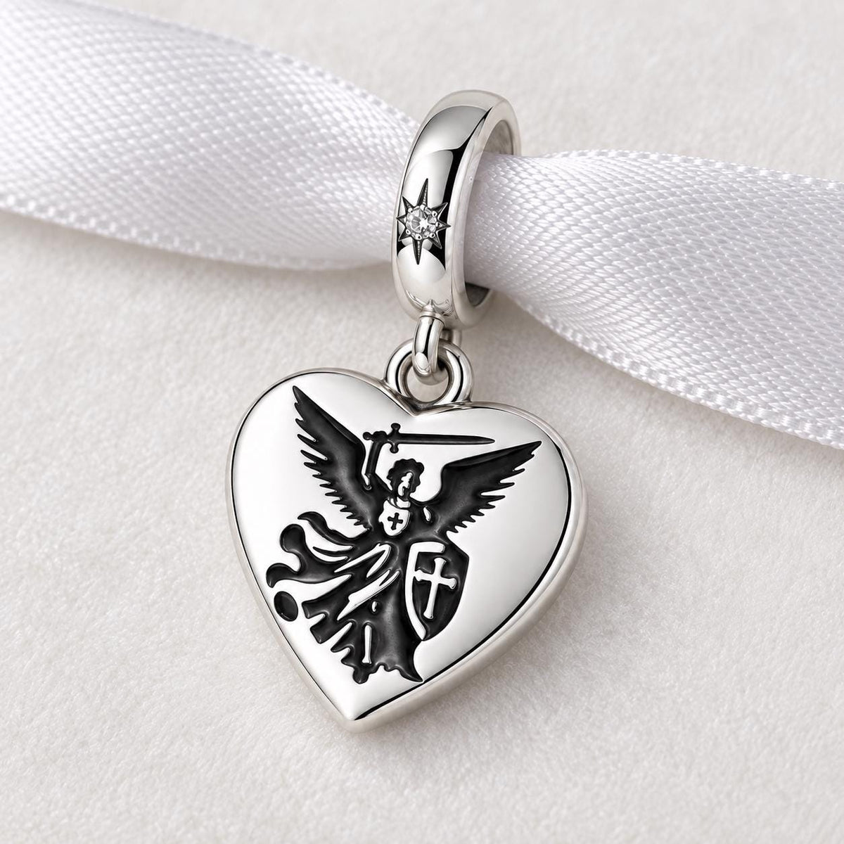 Saint Michael sterling silver charm alternate view