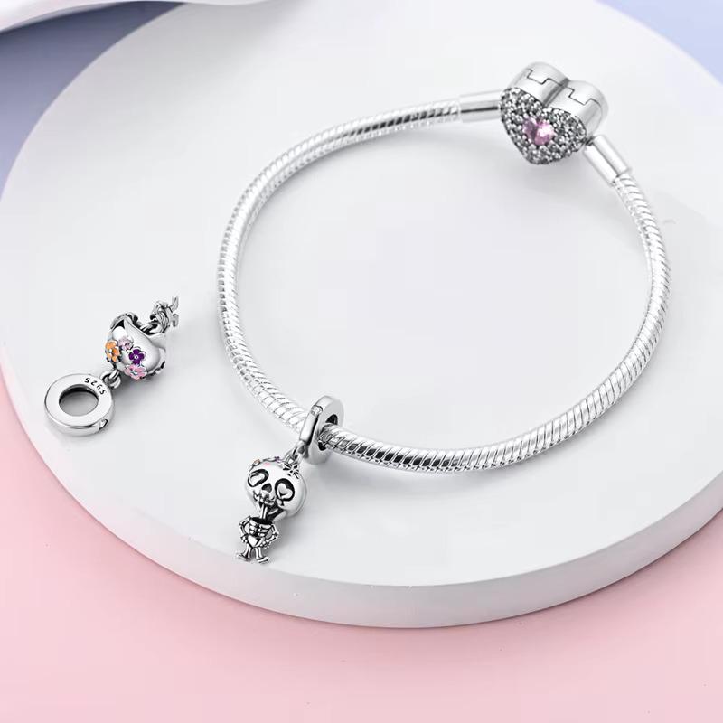 Sugar Skull sterling silver charm view 6